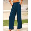 imageBTFBM Women High Waist Palazzo Pants Fall 2025 Casual Wide Leg Trousers Loose Work Office Business Suit Pant PocketsDark Blue