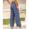 imageBTFBM Women High Waist Palazzo Pants Fall 2025 Casual Wide Leg Trousers Loose Work Office Business Suit Pant PocketsGrey Blue