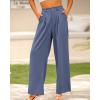 imageBTFBM Women High Waist Palazzo Pants Fall 2025 Casual Wide Leg Trousers Loose Work Office Business Suit Pant PocketsGrey Blue