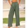 imageBTFBM Women High Waist Palazzo Pants Fall 2025 Casual Wide Leg Trousers Loose Work Office Business Suit Pant PocketsGrey Green