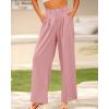 imageBTFBM Women High Waist Palazzo Pants Fall 2025 Casual Wide Leg Trousers Loose Work Office Business Suit Pant PocketsPink