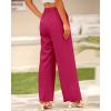 imageBTFBM Women High Waist Palazzo Pants Fall 2025 Casual Wide Leg Trousers Loose Work Office Business Suit Pant PocketsRose Red