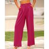 imageBTFBM Women High Waist Palazzo Pants Fall 2025 Casual Wide Leg Trousers Loose Work Office Business Suit Pant PocketsRose Red