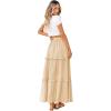 imageBTFBM Womens Long Summer Skirt 2025 Elegant High Waist Cocktail Party Wedding Guest Dress Flared ALine Midi SkirtsApricot