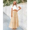 imageBTFBM Womens Long Summer Skirt 2025 Elegant High Waist Cocktail Party Wedding Guest Dress Flared ALine Midi SkirtsApricot