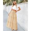imageBTFBM Womens Long Summer Skirt 2025 Elegant High Waist Cocktail Party Wedding Guest Dress Flared ALine Midi SkirtsApricot