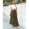 imageBTFBM Womens Long Summer Skirt 2025 Elegant High Waist Cocktail Party Wedding Guest Dress Flared ALine Midi SkirtsArmy Green