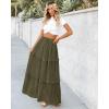imageBTFBM Womens Long Summer Skirt 2025 Elegant High Waist Cocktail Party Wedding Guest Dress Flared ALine Midi SkirtsArmy Green