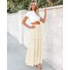 imageBTFBM Womens Long Summer Skirt 2025 Elegant High Waist Cocktail Party Wedding Guest Dress Flared ALine Midi SkirtsBeige White
