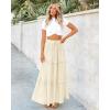 imageBTFBM Womens Long Summer Skirt 2025 Elegant High Waist Cocktail Party Wedding Guest Dress Flared ALine Midi SkirtsBeige White