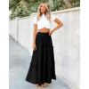 imageBTFBM Womens Long Summer Skirt 2025 Elegant High Waist Cocktail Party Wedding Guest Dress Flared ALine Midi SkirtsBlack