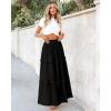 imageBTFBM Womens Long Summer Skirt 2025 Elegant High Waist Cocktail Party Wedding Guest Dress Flared ALine Midi SkirtsBlack