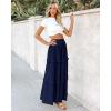 imageBTFBM Womens Long Summer Skirt 2025 Elegant High Waist Cocktail Party Wedding Guest Dress Flared ALine Midi SkirtsDark Blue