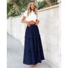imageBTFBM Womens Long Summer Skirt 2025 Elegant High Waist Cocktail Party Wedding Guest Dress Flared ALine Midi SkirtsDark Blue