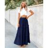 imageBTFBM Womens Long Summer Skirt 2025 Elegant High Waist Cocktail Party Wedding Guest Dress Flared ALine Midi SkirtsDark Blue
