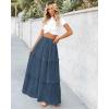 imageBTFBM Womens Long Summer Skirt 2025 Elegant High Waist Cocktail Party Wedding Guest Dress Flared ALine Midi SkirtsGrey Blue