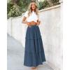 imageBTFBM Womens Long Summer Skirt 2025 Elegant High Waist Cocktail Party Wedding Guest Dress Flared ALine Midi SkirtsGrey Blue