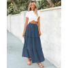 imageBTFBM Womens Long Summer Skirt 2025 Elegant High Waist Cocktail Party Wedding Guest Dress Flared ALine Midi SkirtsGrey Blue