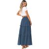 imageBTFBM Womens Long Summer Skirt 2025 Elegant High Waist Cocktail Party Wedding Guest Dress Flared ALine Midi SkirtsGrey Blue