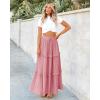 imageBTFBM Womens Long Summer Skirt 2025 Elegant High Waist Cocktail Party Wedding Guest Dress Flared ALine Midi SkirtsPink