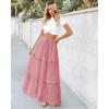 imageBTFBM Womens Long Summer Skirt 2025 Elegant High Waist Cocktail Party Wedding Guest Dress Flared ALine Midi SkirtsPink