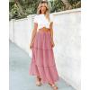 imageBTFBM Womens Long Summer Skirt 2025 Elegant High Waist Cocktail Party Wedding Guest Dress Flared ALine Midi SkirtsPink