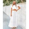 imageBTFBM Womens Long Summer Skirt 2025 Elegant High Waist Cocktail Party Wedding Guest Dress Flared ALine Midi SkirtsWhite