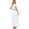 imageBTFBM Womens Long Summer Skirt 2025 Elegant High Waist Cocktail Party Wedding Guest Dress Flared ALine Midi SkirtsWhite