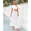 imageBTFBM Womens Long Summer Skirt 2025 Elegant High Waist Cocktail Party Wedding Guest Dress Flared ALine Midi SkirtsWhite