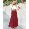 imageBTFBM Womens Long Summer Skirt 2025 Elegant High Waist Cocktail Party Wedding Guest Dress Flared ALine Midi SkirtsWine Red