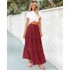 imageBTFBM Womens Long Summer Skirt 2025 Elegant High Waist Cocktail Party Wedding Guest Dress Flared ALine Midi SkirtsWine Red