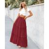 imageBTFBM Womens Long Summer Skirt 2025 Elegant High Waist Cocktail Party Wedding Guest Dress Flared ALine Midi SkirtsWine Red