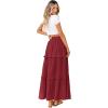 imageBTFBM Womens Long Summer Skirt 2025 Elegant High Waist Cocktail Party Wedding Guest Dress Flared ALine Midi SkirtsWine Red