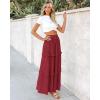 imageBTFBM Womens Long Summer Skirt 2025 Elegant High Waist Cocktail Party Wedding Guest Dress Flared ALine Midi SkirtsWine Red