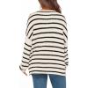 imageBTFBM Womens Striped Knit Sweaters 2025 Spring Fall Boat Neck Off Shoulder Long Sleeve Oversized Casual Pullover TopsStriped White Black
