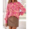 imageBTFBM Womens Tops Dressy Casual Fall 2025 Boho Floral V Neck Long Sleeve Half Button Down Shirt Work Business BlousesBig Floral Red