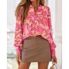 imageBTFBM Womens Tops Dressy Casual Fall 2025 Boho Floral V Neck Long Sleeve Half Button Down Shirt Work Business BlousesBig Floral Red