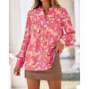 imageBTFBM Womens Tops Dressy Casual Fall 2025 Boho Floral V Neck Long Sleeve Half Button Down Shirt Work Business BlousesBig Floral Red