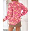 imageBTFBM Womens Tops Dressy Casual Fall 2025 Boho Floral V Neck Long Sleeve Half Button Down Shirt Work Business BlousesBig Floral Red