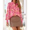 imageBTFBM Womens Tops Dressy Casual Fall 2025 Boho Floral V Neck Long Sleeve Half Button Down Shirt Work Business BlousesBig Floral Red