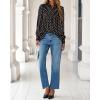 imageBTFBM Womens Tops Dressy Casual Fall 2025 Boho Floral V Neck Long Sleeve Half Button Down Shirt Work Business BlousesDot Black White