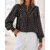 imageBTFBM Womens Tops Dressy Casual Fall 2025 Boho Floral V Neck Long Sleeve Half Button Down Shirt Work Business BlousesDot Black White