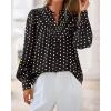 imageBTFBM Womens Tops Dressy Casual Fall 2025 Boho Floral V Neck Long Sleeve Half Button Down Shirt Work Business BlousesDot Black White