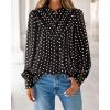 imageBTFBM Womens Tops Dressy Casual Fall 2025 Boho Floral V Neck Long Sleeve Half Button Down Shirt Work Business BlousesDot Black White