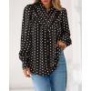 imageBTFBM Womens Tops Dressy Casual Fall 2025 Boho Floral V Neck Long Sleeve Half Button Down Shirt Work Business BlousesDot Black White