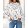 imageBTFBM Womens Tops Dressy Casual Fall 2025 Boho Floral V Neck Long Sleeve Half Button Down Shirt Work Business BlousesDot White Black