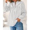 imageBTFBM Womens Tops Dressy Casual Fall 2025 Boho Floral V Neck Long Sleeve Half Button Down Shirt Work Business BlousesDot White Black