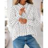 imageBTFBM Womens Tops Dressy Casual Fall 2025 Boho Floral V Neck Long Sleeve Half Button Down Shirt Work Business BlousesDot White Black