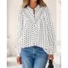 imageBTFBM Womens Tops Dressy Casual Fall 2025 Boho Floral V Neck Long Sleeve Half Button Down Shirt Work Business BlousesDot White Black