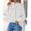 imageBTFBM Womens Tops Dressy Casual Fall 2025 Boho Floral V Neck Long Sleeve Half Button Down Shirt Work Business BlousesDot White Black